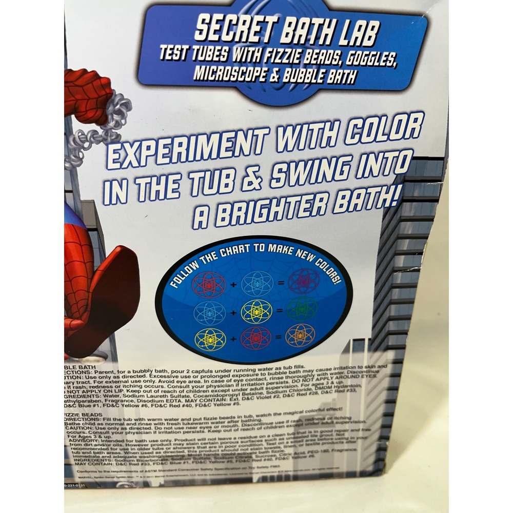 Marvel Spider-Man 2011 Secret Bath Lab Bubble Bath Fizzy Goggles Microscope Kit - Picture 6 of 12
